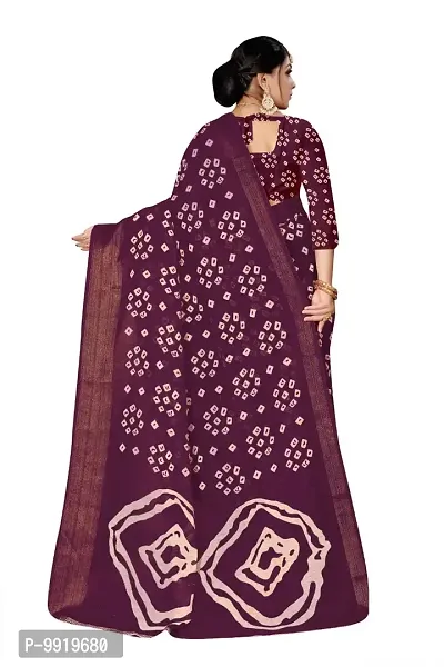 Sgm Printed Bandhani Maroon Cotton Designer Saree-thumb3