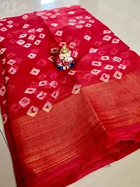 Sgm Printed Bandhani Red Cotton Designer Saree-thumb3