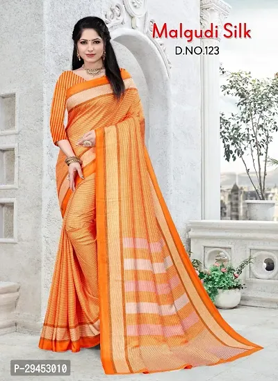 Elegant Orange Art Silk Saree with Blouse piece For Women