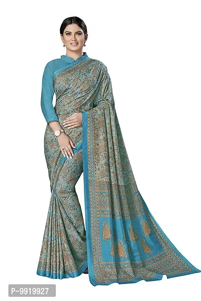 Sgm Women's Malgudi Art Silk Uniform Saree with Blouse Piece-thumb0