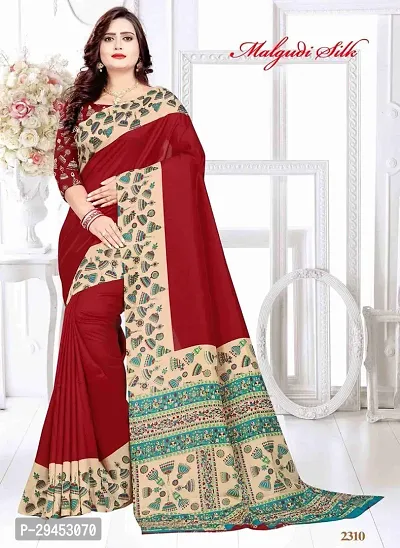 Elegant Maroon Art Silk Saree with Blouse piece For Women