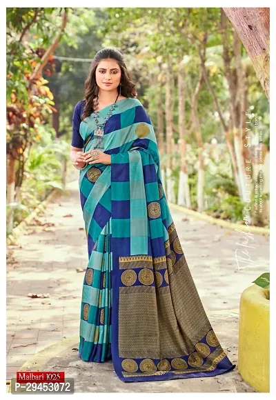 Elegant Multicoloured Art Silk Saree with Blouse piece For Women-thumb0