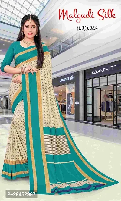 Elegant Beige Art Silk Saree with Blouse piece For Women-thumb0