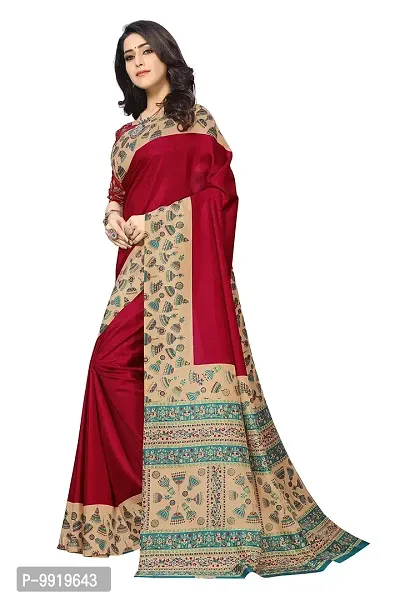 Vimla Women's Red Malgudi Art Silk Uniform Saree with Blouse Piece (2310_Red)-thumb2