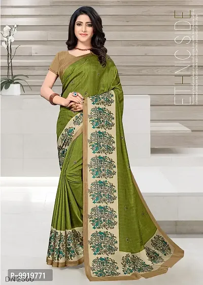 Vimla Women's Green Malgudi Art Silk Uniform Saree with Blouse Piece (2306_Green)-thumb5