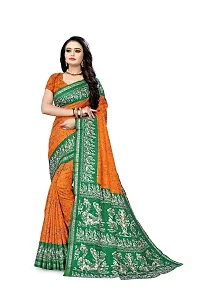 SGM Women's Paithani Art Silk Saree With Blouse Piece(1116_Orange)-thumb1