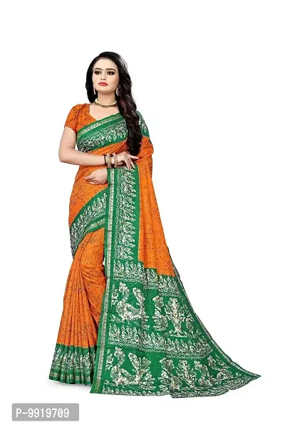 SGM Women's Paithani Art Silk Saree With Blouse Piece(1116_Orange)-thumb2