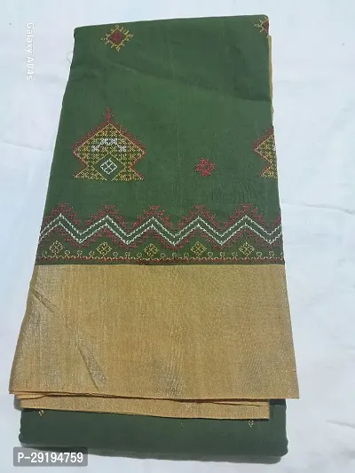Elegant Cotton Zari Embroidered Saree with Blouse Piece-thumb0