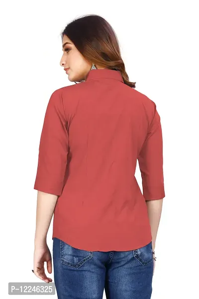 Classic Cotton Blend Solid Shirt for Women-thumb3