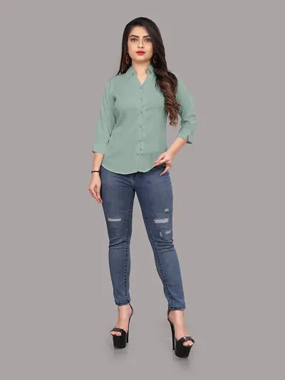 Women Regular Solid Curved Collar Formal Shirt