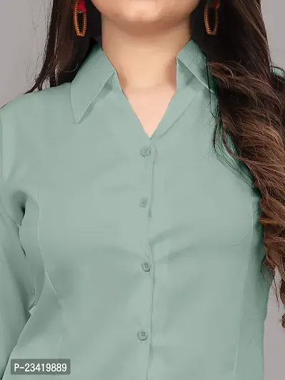 Women Regular Solid Curved Collar Formal Shirt-thumb4