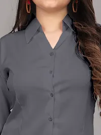 Women Regular Solid Curved Collar Formal Shirt-thumb1