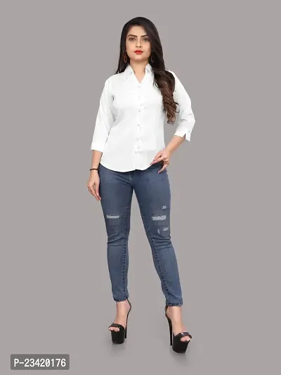 Women Regular Solid Curved Collar Formal Shirt