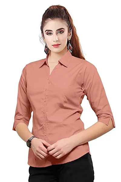 Women Regular Solid Curved Collar Formal Shirt