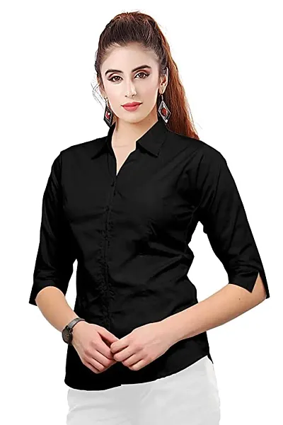 ORGANIC CLEANSE Women Slim Fit Solid Cotton Casual/Formal Shirts for Women Office Wear