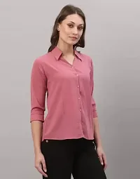 Women Regular Solid Curved Collar Formal Shirt-thumb3