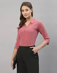 Women Regular Solid Curved Collar Formal Shirt-thumb2