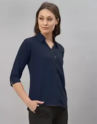 Women Regular Solid Curved Collar Formal Shirt-thumb3