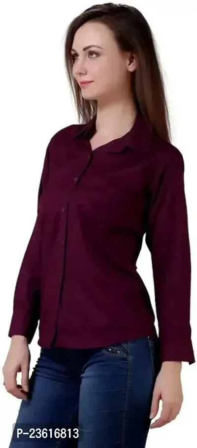 Women Regular Solid Curved Collar Formal Shirt-thumb4