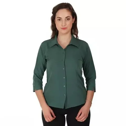 Women Regular Solid Curved Collar Formal Shirt