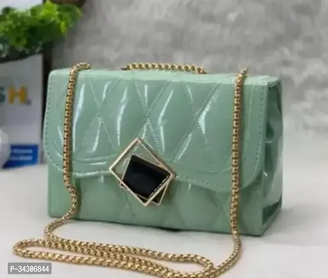 Stylish Green Pu Self Pattern Sling Bags For Women-thumb0