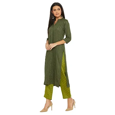 Flared Dark Mehendi Green Embroidered Rayon Long Kurti | Colourbar-8004 |  Cilory.com