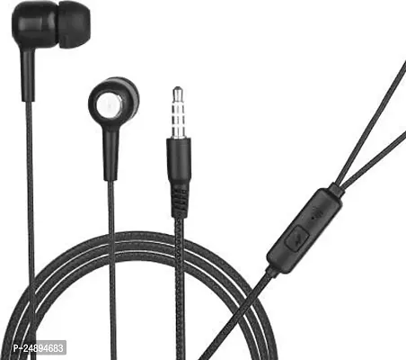 Stylish Black In-ear Wired - 3.5 MM Single Pin Headphones With Microphone