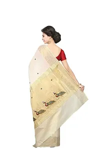 Cotton White Solid Kasavu  Saree-thumb1