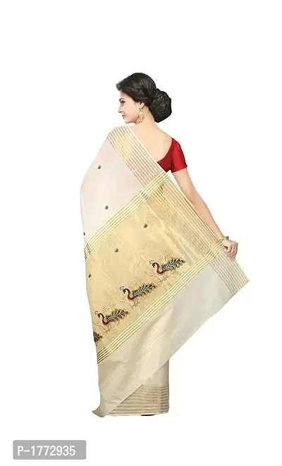 Cotton White Solid Kasavu  Saree-thumb2