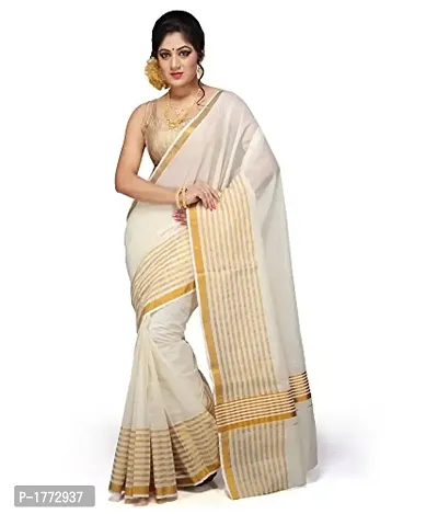 Trendy Cotton White Solid Saree With Blouse Piece-thumb0