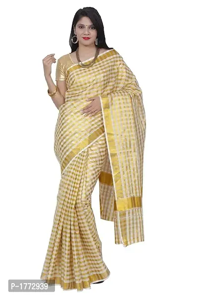 Cotton White Kasavu  Saree-thumb0