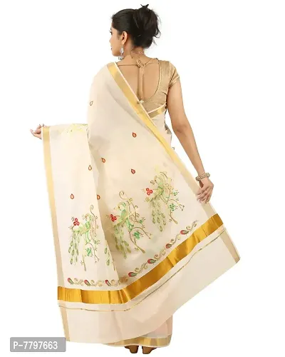 R SELVAMANI TEX Women's Cotton Saree With Blouse Piece (RST-new-5_Beige)-thumb2