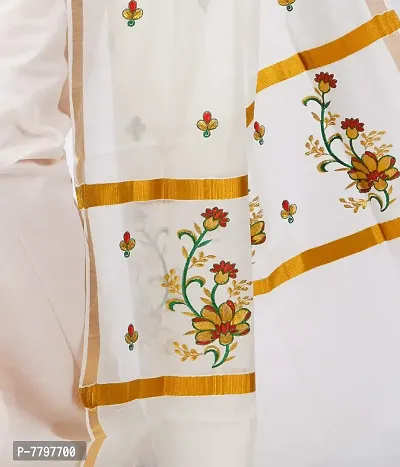 selvamani tex cotton kerala kasavu zari saree with blouse (Silver)-thumb4