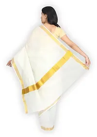 selvamani tex cotton kerala kasavu zari saree with golden blouse material-thumb2