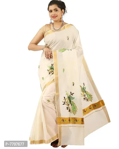 R SELVAMANI TEX Women's Cotton Saree With Blouse Piece (RST-new-5_Parrot)
