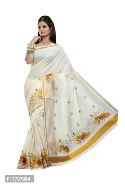 selvamani tex cotton Kerala's kasavu zari saree colour lemon-thumb0