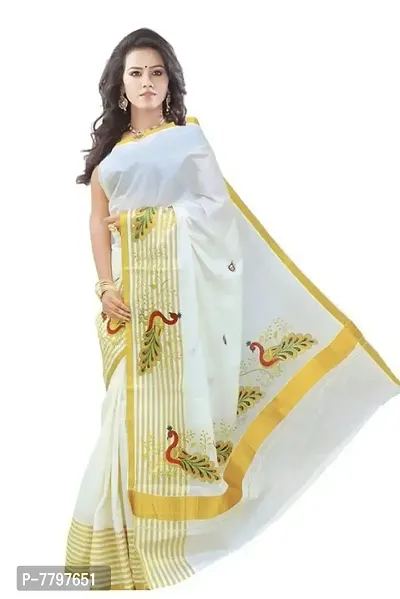 selvamani tex ccotton kerala kasavu strip border saree