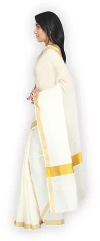 selvamani tex cotton kerala kasavu zari saree with golden blouse material-thumb1