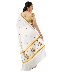 selvamani tex cotton kerala kasavu zari saree with blouse (Silver)-thumb2