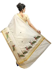 R SELVAMANI TEX Women's Kasavu Cotton Saree With Running Blouse Piece (EM-1_Maroon)-thumb2