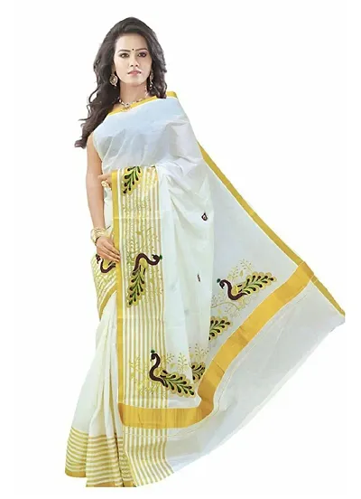 selvamani tex kerala kasavu striped saree