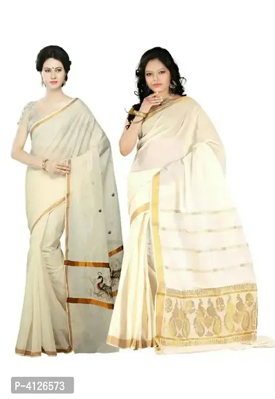 Beautiful Cotton Saree with Blouse piece (pack of 2)-thumb0