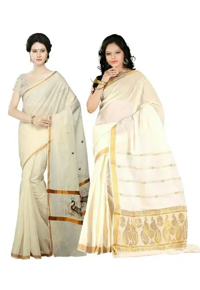 Pack of 2 Beautiful Cotton Saree with Blouse piece