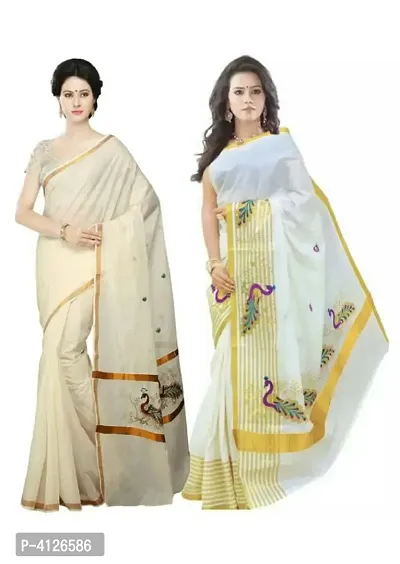Beautiful Cotton Saree with Blouse piece (pack of 2)