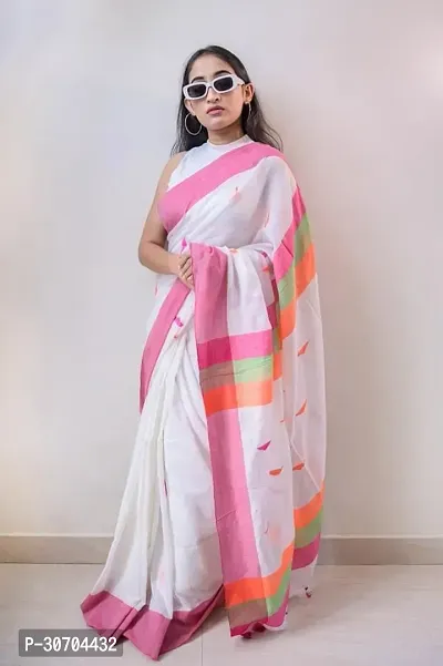 Trendy Khadi Cotton Handloom Sarees Without Blouse Piece-thumb0