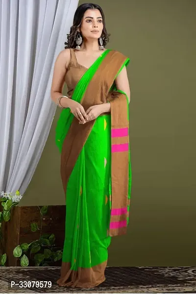 Elegant Green Net Saree without Blouse piece For Women