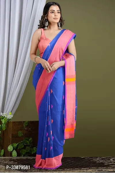 Elegant Blue Net Saree without Blouse piece For Women-thumb0