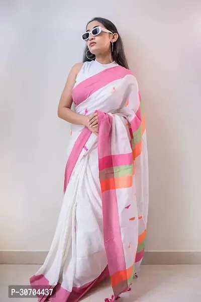 Trendy Khadi Cotton Handloom Sarees Without Blouse Piece-thumb0