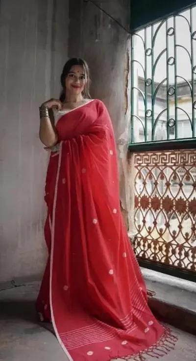 Stylish Cotton Chanderi Saree With Blouse Piece