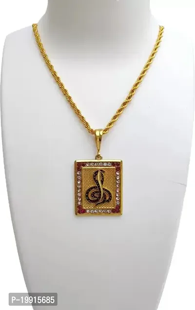 Alluring Golden Brass Chain With Pendant For Men
